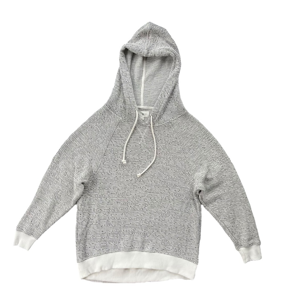 Lou & Grey Womens Size Small Black & White Thick Textured Knit Drawstring Hoodie